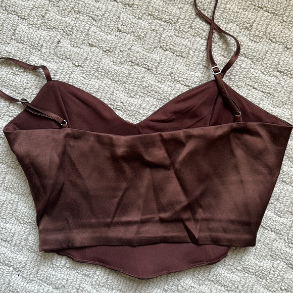 Zara Brown Satin Corset Top M - Picture 3 of 4